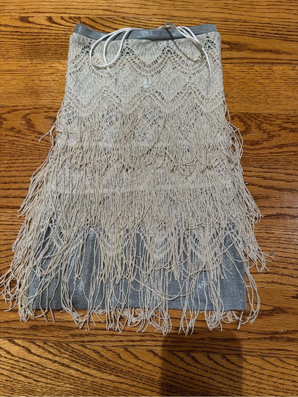 Girls Silver Fringe Knit Party Dress